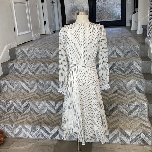 Jason Wu Ruffle-trimmed POLKA-Dot SILK-GEORGETTE dress in white - Picture 2 of 6